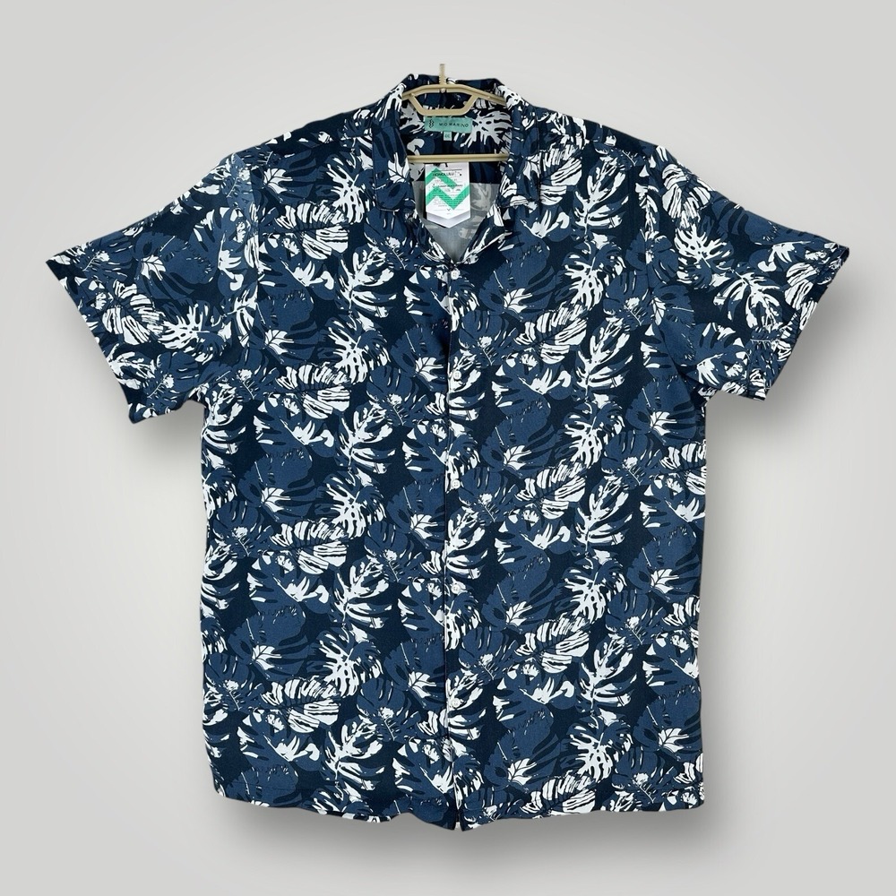 Mio Marino Hawaiian Shirt Mens 4XL Blue Floral Tropical Camp Shirt NWT